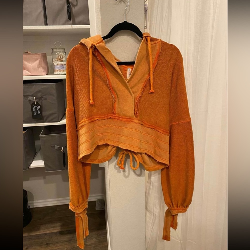 Orange Cropped Hoodie From Free People